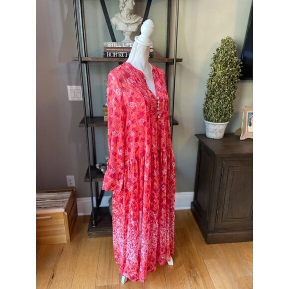 Free People See It Through Dress Coral Combo Womens Size Small - Picture 8 of 12